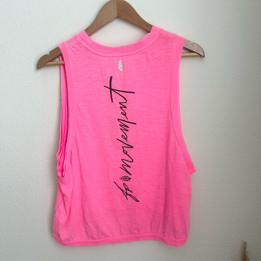 Free People Movement Logo Reflective Love Pink Tank Top - Picture 2 of 4